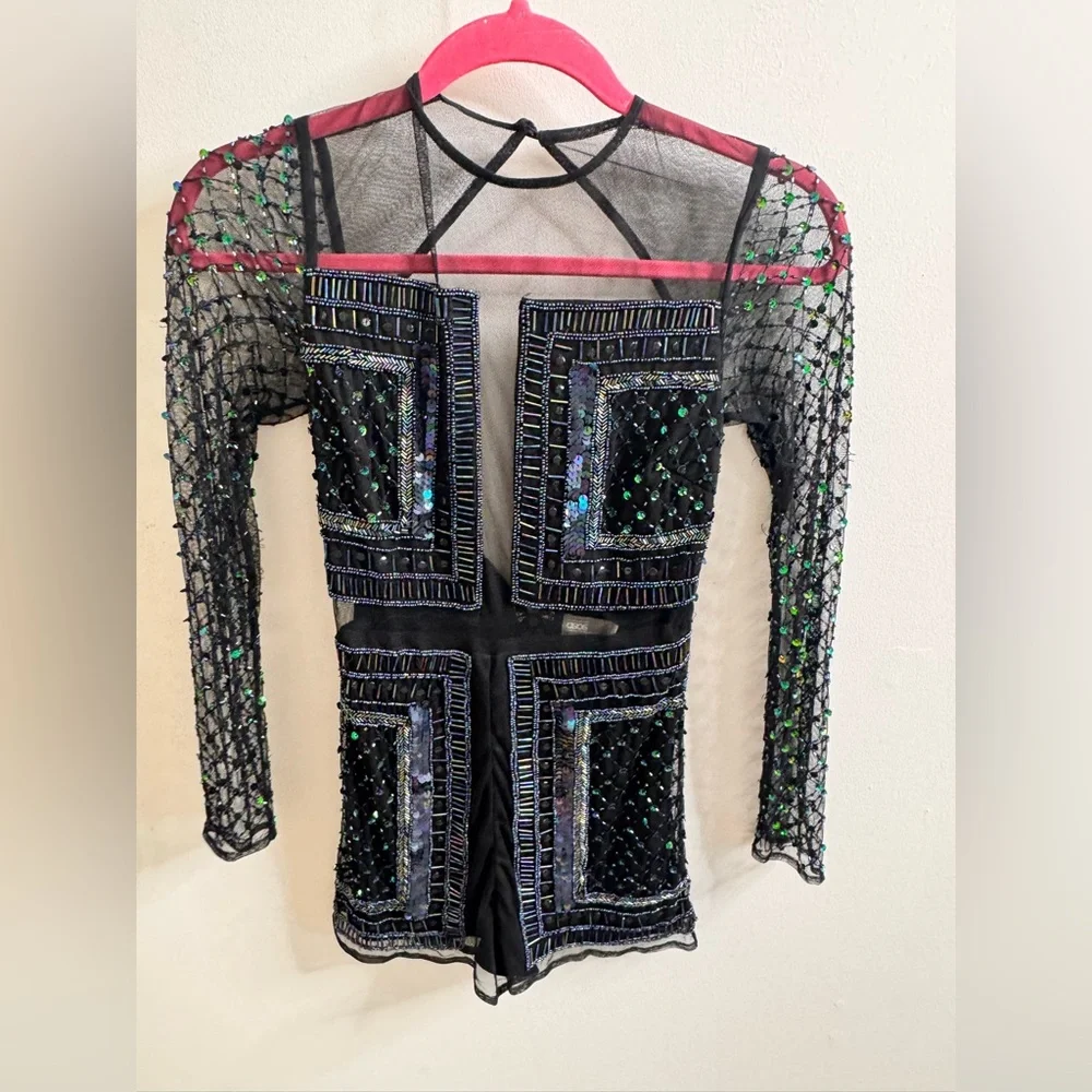 ASOS Elegant Black Dress with Beaded Accents - Picture 2 of 5